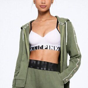 Victoria's Secret PINK Snap Sleeve Perfect Full-Zip Jacket (Green)